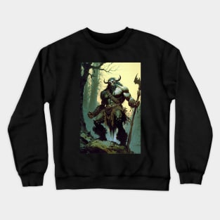 River troll in the style of  Frazetta / Vallejo Crewneck Sweatshirt